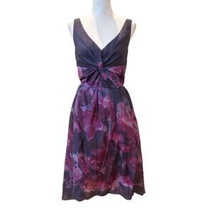 Lela Rose for Neiman Marcus silk blend  Purple Floral Dress - Size 6